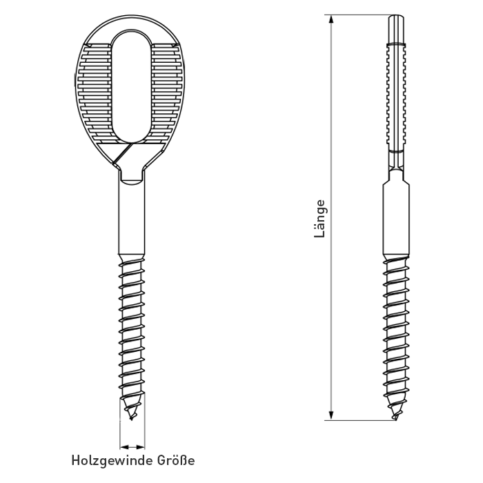 Technische Zeichnung Langlochschraube Holzgewinde
