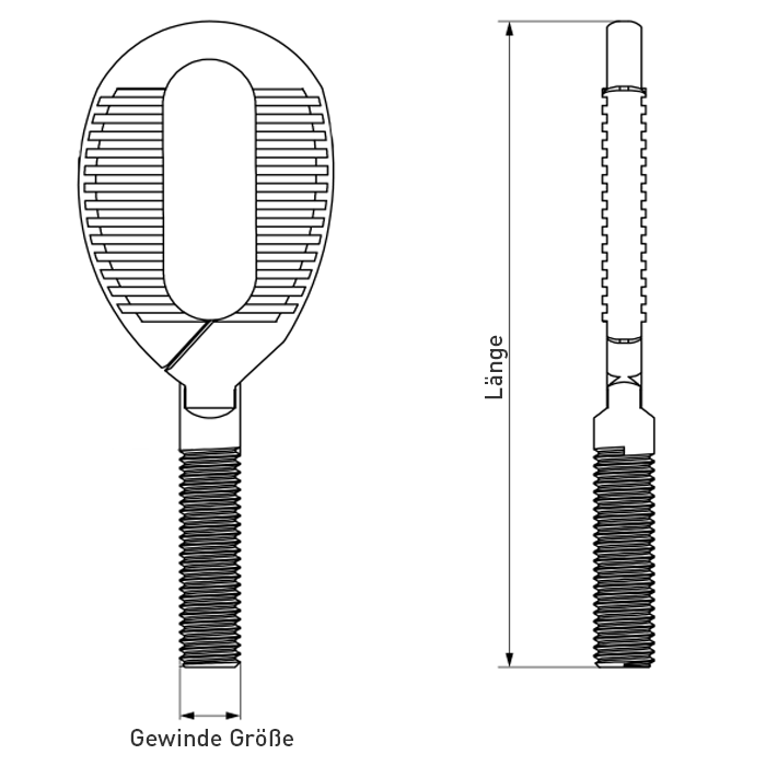 Technische Zeichnung Langlochschraube metrisches Gewinde