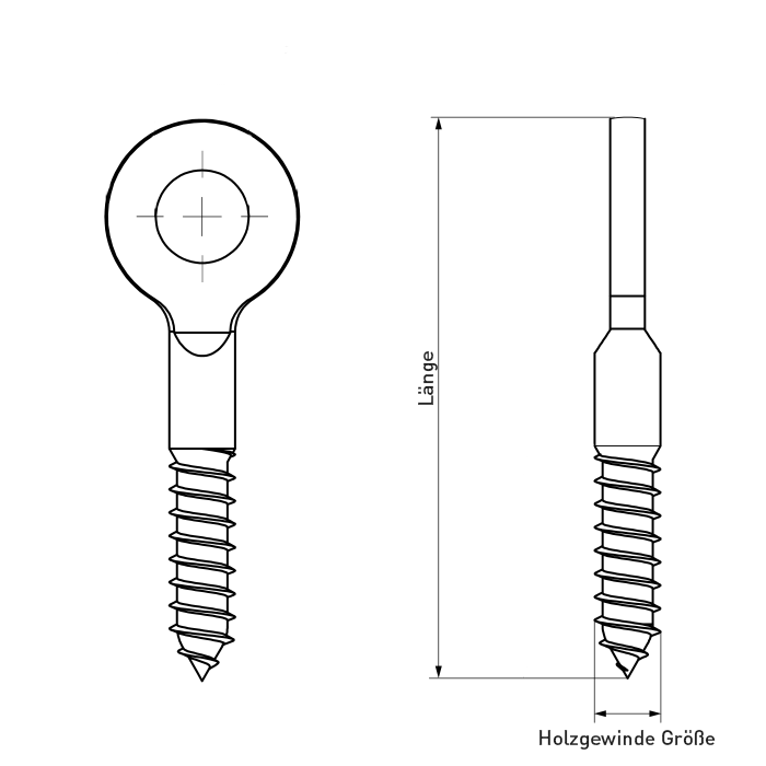 technische Zeichnung Ringschraube Holzgewinde